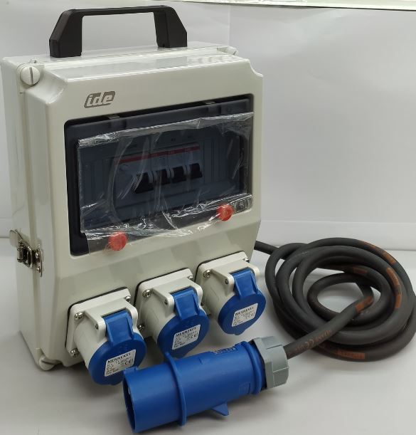 AMIX MULTI DISTRIBUTION BOX, IP44 INCL RCCB, ABB MCB, SOCKET, 3M NEOPRENE CABLE WITH MENNEKES PLUG