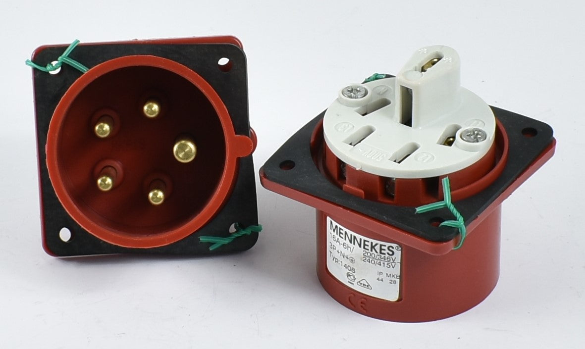 门内克斯湾 1408;面板安装,螺钉端子,16A-5P-415V,IP44