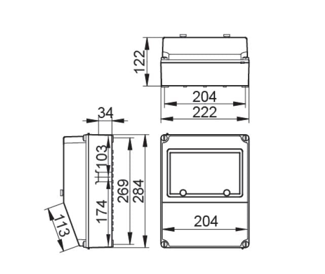 IDE, PRYMA ENCLOSURE 178PRR (284x222x122MM) & 178MRR (369x222x130MM) C/W 9 DIN RAIL, IP67