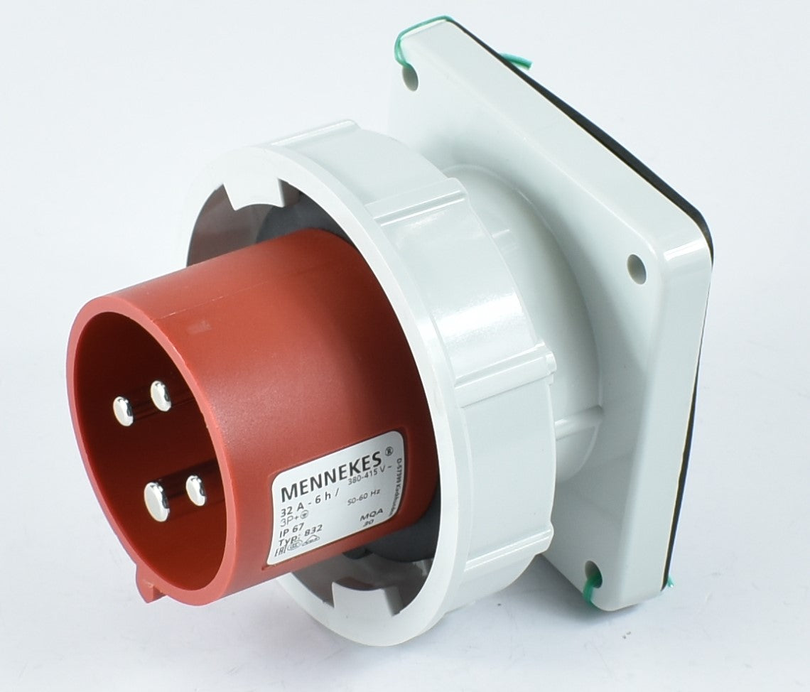Mennekes 入口 827 / 829 / 832/ 819, 16A-4P/ 16A-5P/ 32A-4P, 415V, 螺丝端子, IP67 / IP44