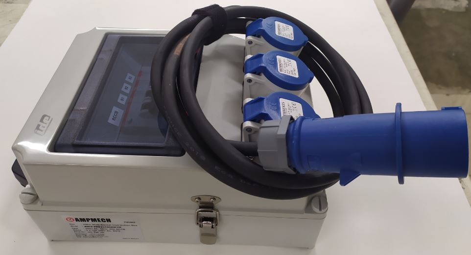 AMIX MULTI DISTRIBUTION BOX, IP44 INCL RCCB, ABB MCB, SOCKET, 3M NEOPRENE CABLE WITH MENNEKES PLUG