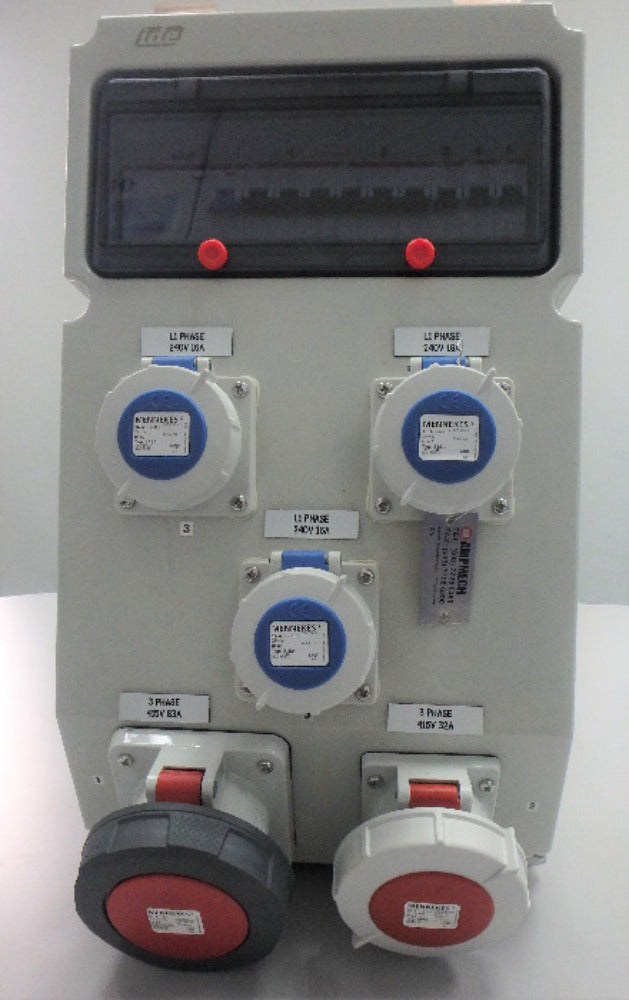 AMIX MULTI DISTRIBUTION BOX, IP66, RCCB/ABB MCB/ MENNEKES SOCKET/TERMINAL BLOCK/63A3P/32A3P/16A1P/M40 CABLE ENTRY
