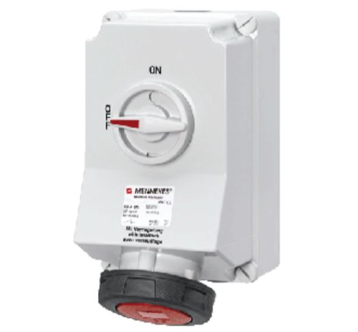 MENNEKES SWITCHED & INTERLOCKED 5110/ 5113 RECEPTACLE; WALL MT, 63A-4P-415V / 63A-5P- 415V, IP67