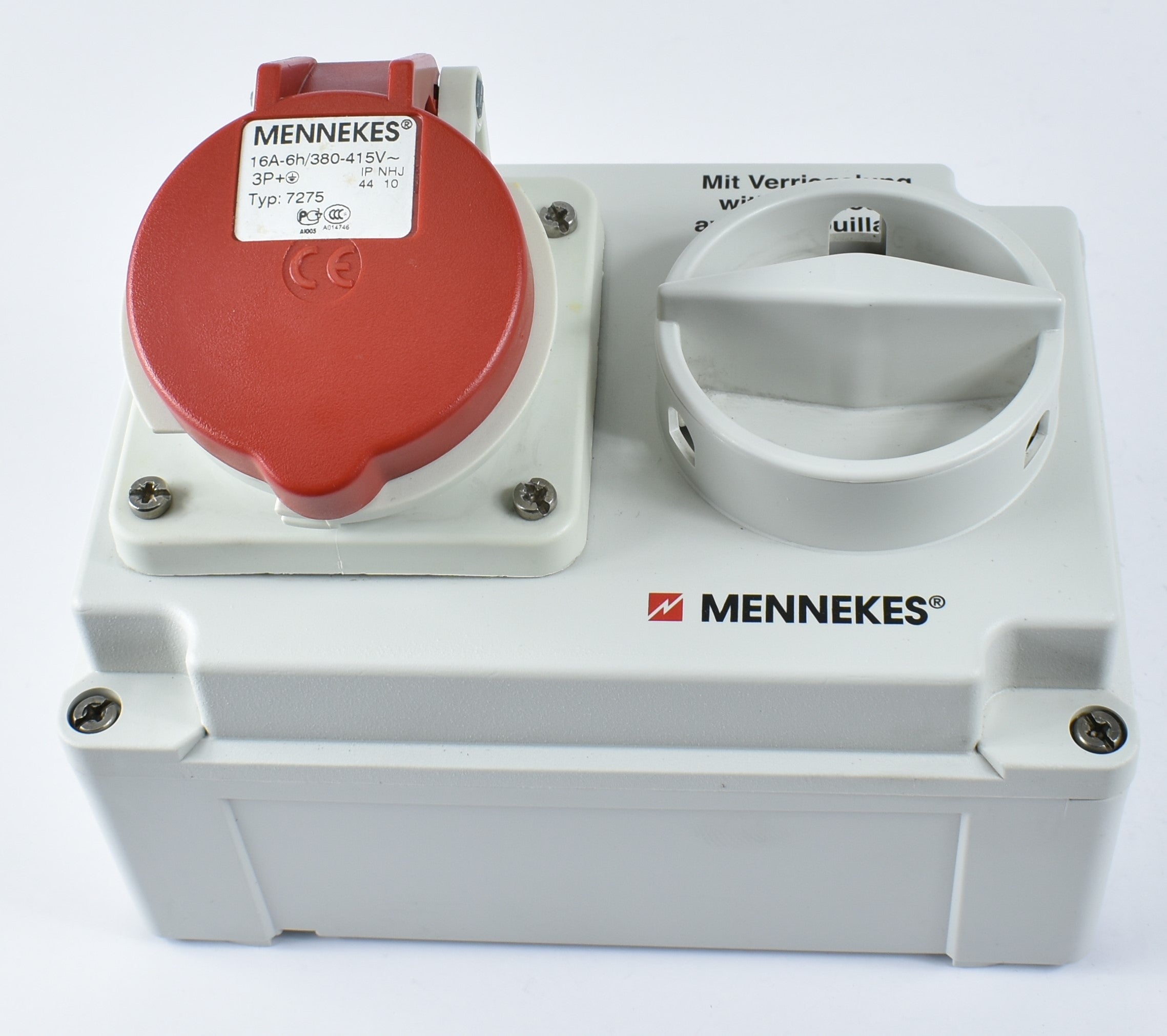 MENNEKES RECEPTACLE 7275/ 7279; SWITCHED, 16A-4P-415V, IP44/ 16A-4P-415V, IP67