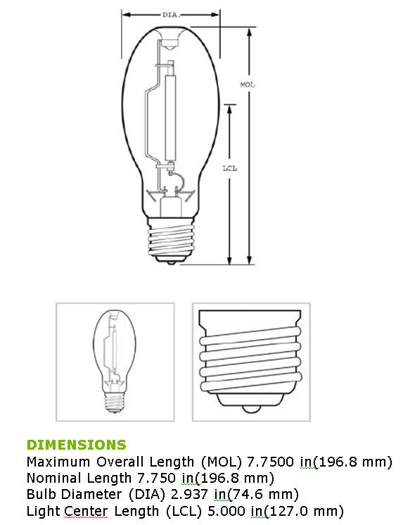 GE LUCALOX /SODIUM TEKANAN TINGGI ED23.5 LAMPU, TIUB, HPS, LU150/55/SBY/XL, 19266