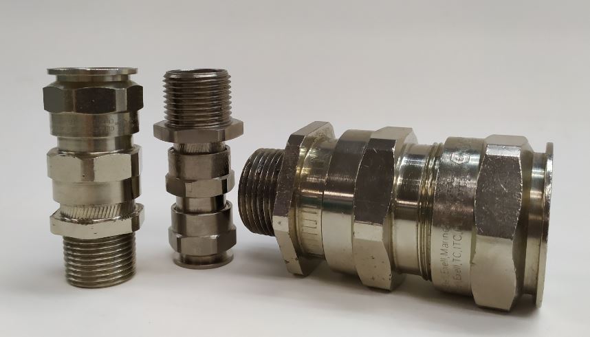 EATON /CAPRI EXD, EXE CABLE GLAND (UNIVERSAL), ADE4F, M20, M25, M32, M40, M63, NICKEL PLATED BRASS