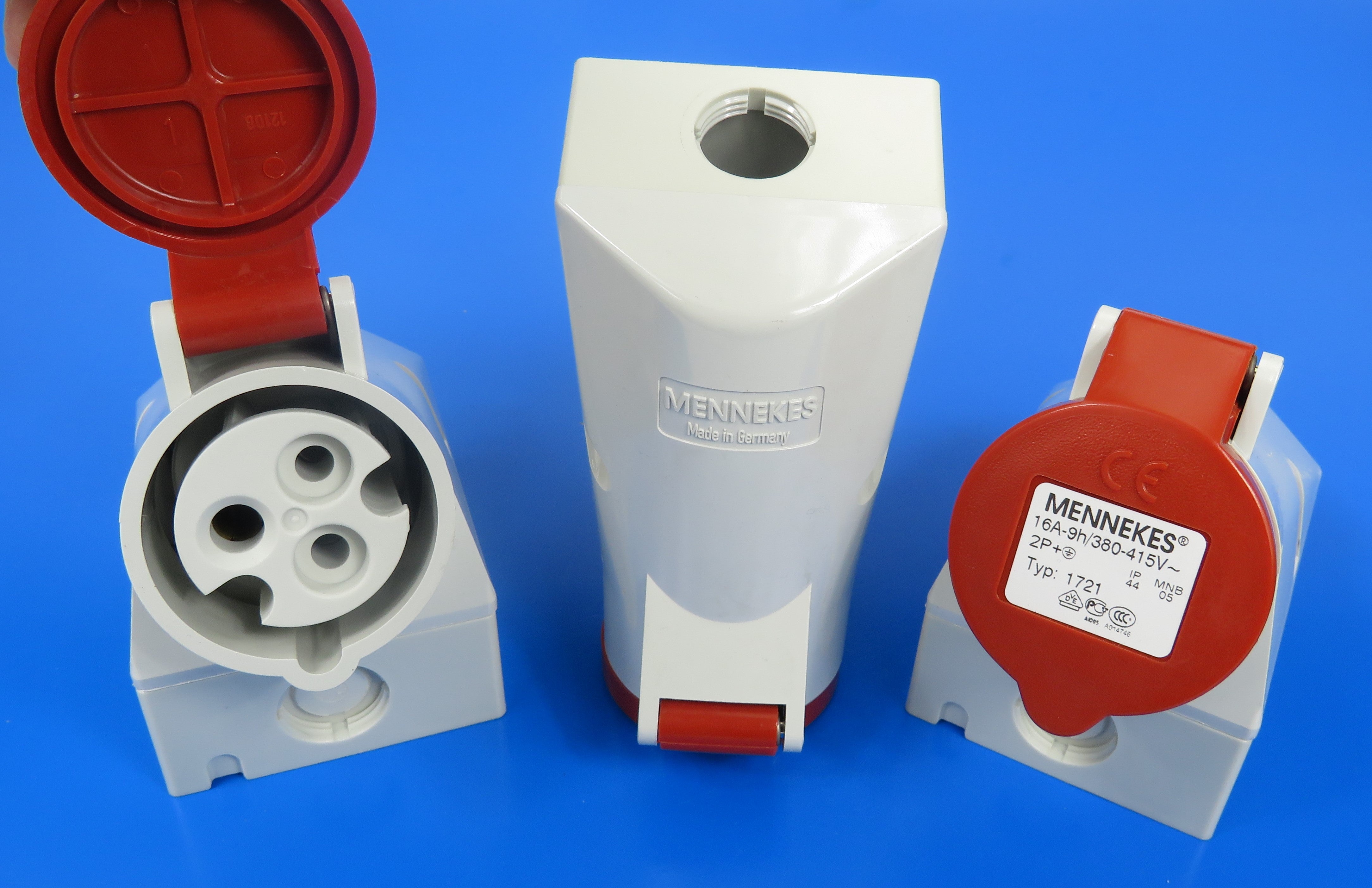 MENNEKES RECEPTACLE 1721, LENGAN DI DINDING, TANPA SKRU, 16A-3P-415V, IP44