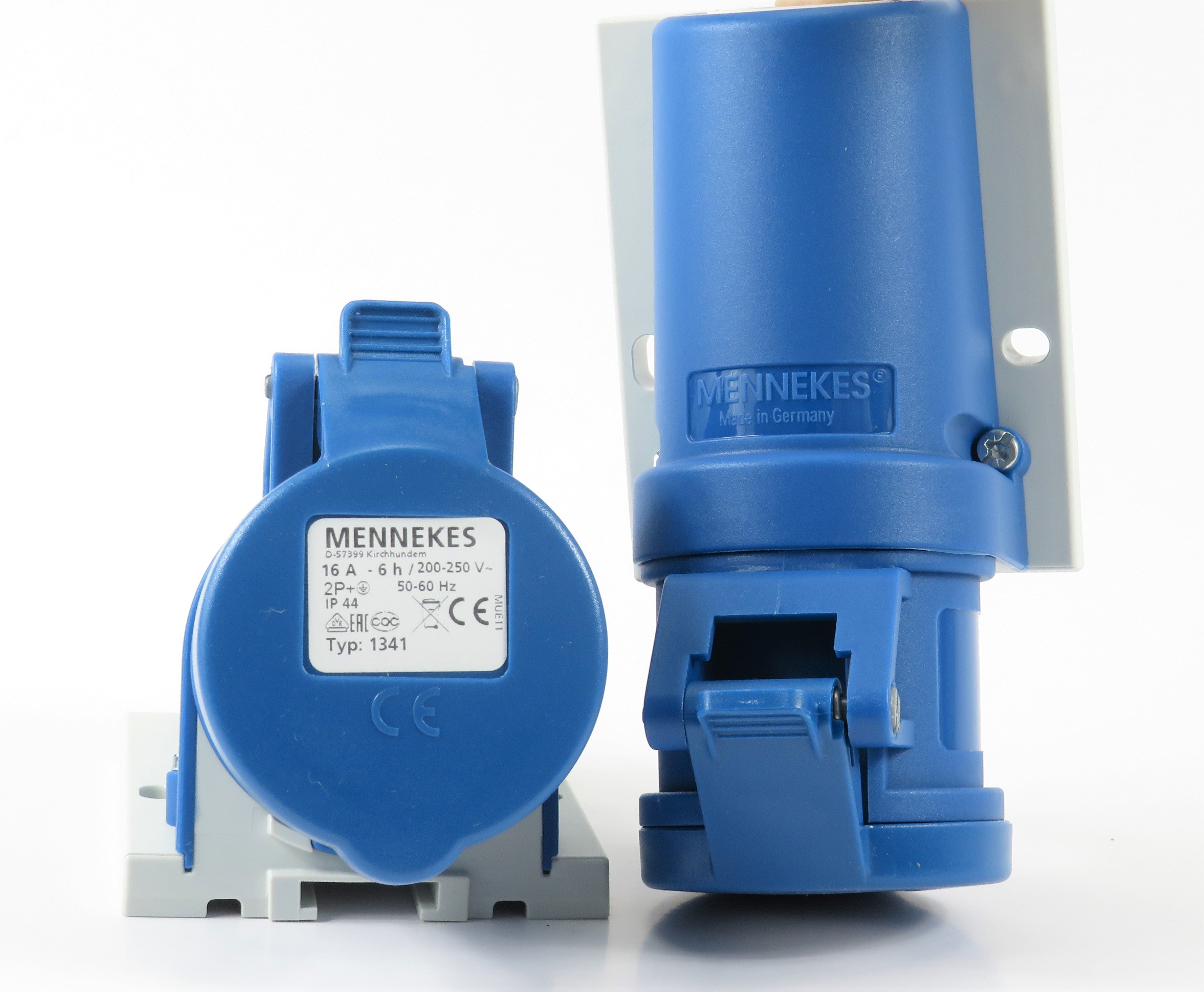 MENNEKES RECEPTACLE 1341 WITH TWINCONTACT; WALL MOUNT,16A-3P-230V, IP44