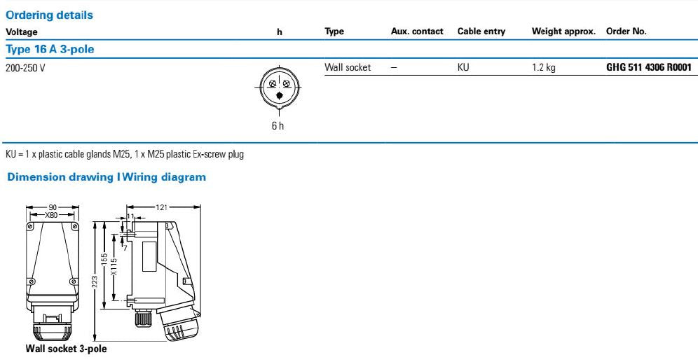 CEAG/伊顿壁挂式插座，16A-3P-240V