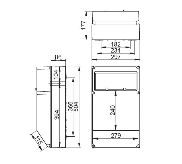 IDE，PRYMA 外壳 178PRR (284x222x122MM) 和 178MRR (369x222x130MM) C/W 9 DIN 导轨，IP67