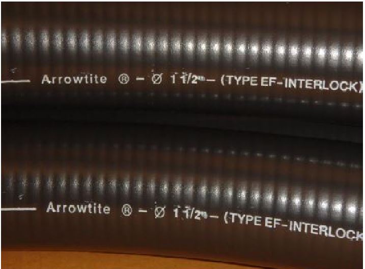 ARROWTITE FLEXI CONDUIT EF, 1-1/2" PVC BLACK, LIQUID TIGHT SUNLIGHT RESISTANCE 15METER