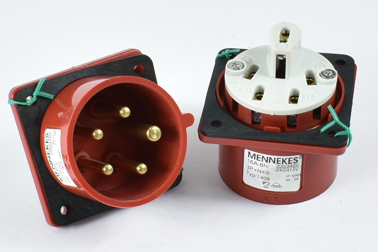 门内克斯湾 1408；面板安装，螺钉端子，16A-5P-415V，IP44