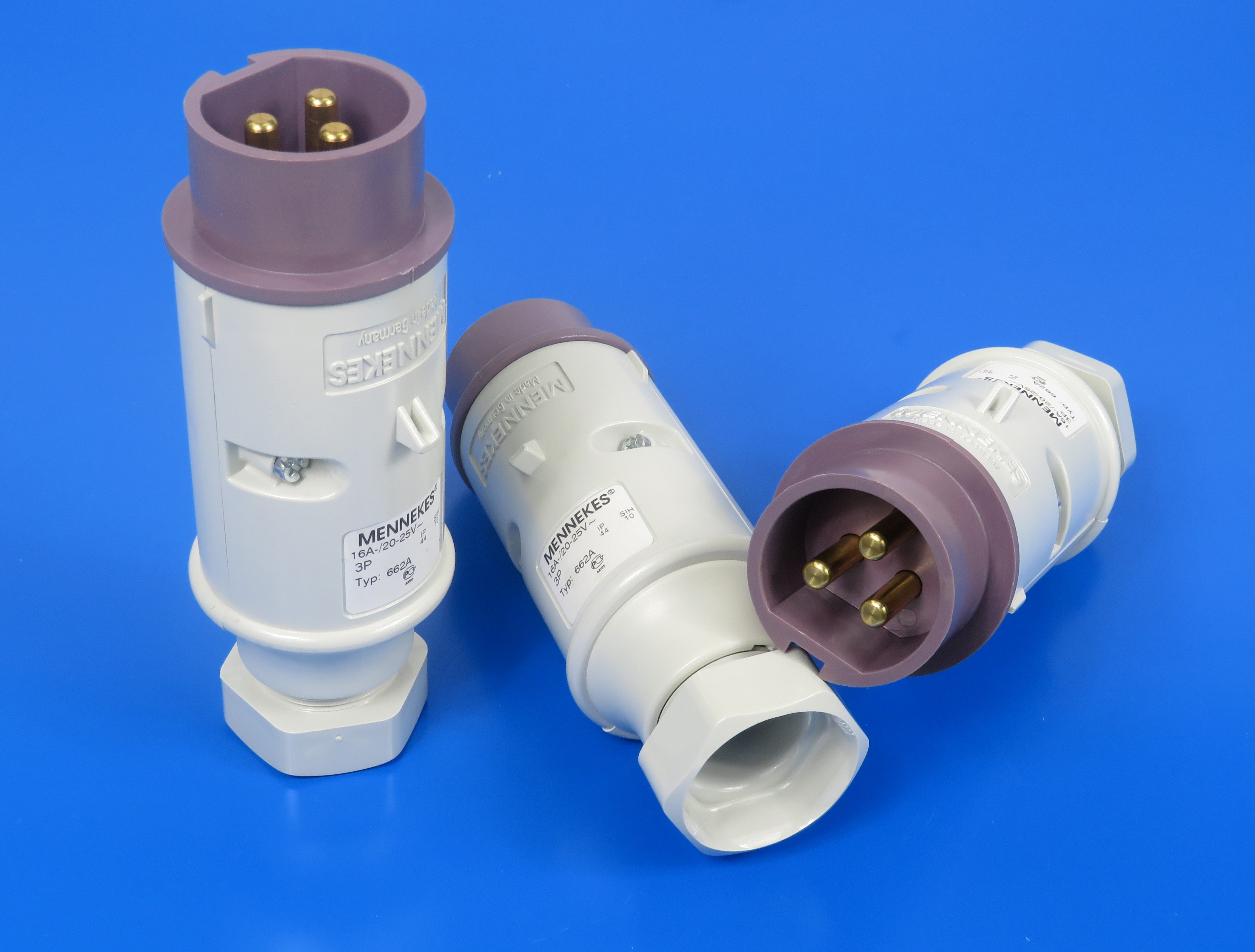 曼尼克斯插头 661/ 662/ 663；螺丝端子，16A-2P，20-25/40-50VDC/ 16A-3P，20-25V/ 16A-3P，50V，IP44