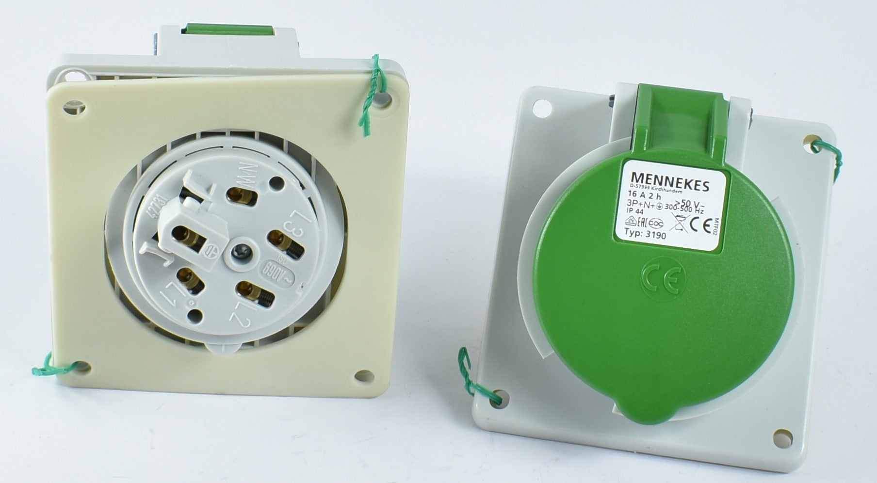 MENNEKES RECEPTACLE 2855/ 3187/ 3190, TERMINAL SKRU, 16A,2P, 40-50V/ 16A,3P,50-500V/ 16A-5P,50-500V , IP44