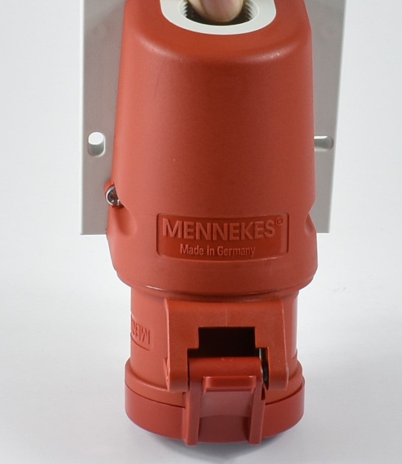 MENNEKES SOCKET 1343 RECEPTACLE WITH TWINCONTACT; WALL MOUNT, 16A-4P-415V, IP44