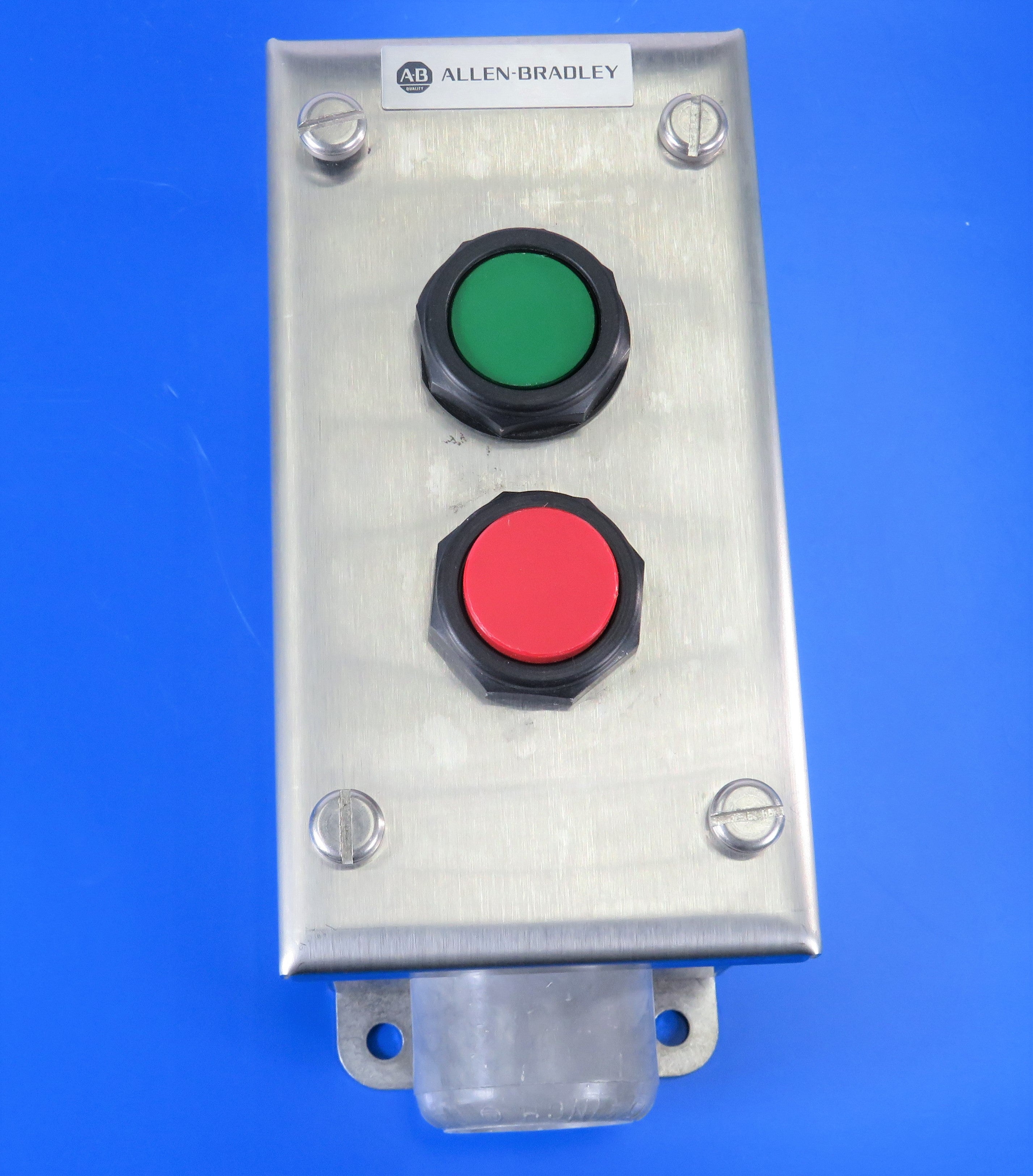 ALLEN BRADLEY PUSH BUTTON, PILOT LIGHT, SWITCH &amp; SS ENCLOSURE